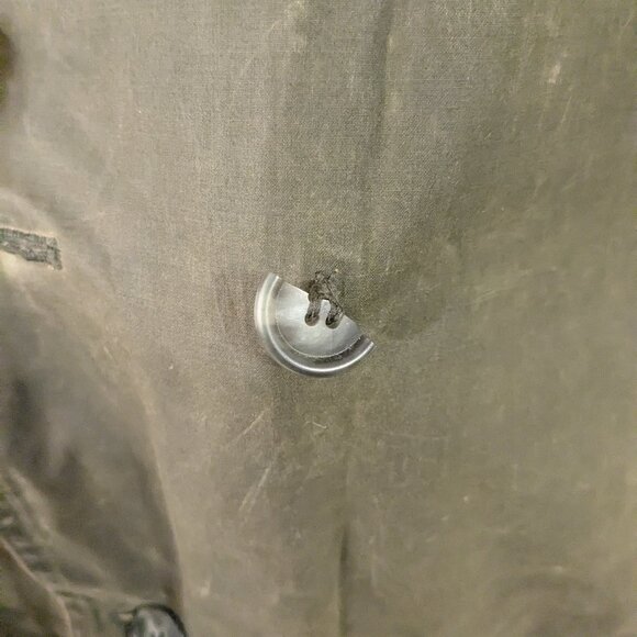 Vintage Barbour Green Waxed Cotton Double-Breasted Trench Coat - Picture 6 of 7